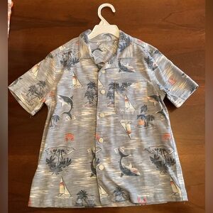 Kids Tropical Print Gray Polo Shirt